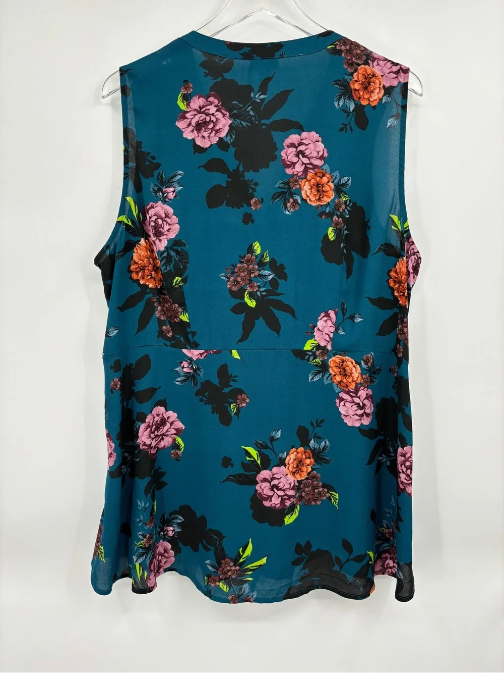 Torrid Teal Floral Tie-Front Sleeveless Top - Picture 8 of 13